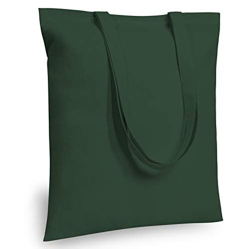 TOPDesign 6-Pack Economical 16"x15" Green Black Cotton Tote Bag, Lightweight Medium Reusable Grocery Shopping Cloth Bags, Suitable for DIY, Advertising, Promotion, Gift, Activity - Image 1