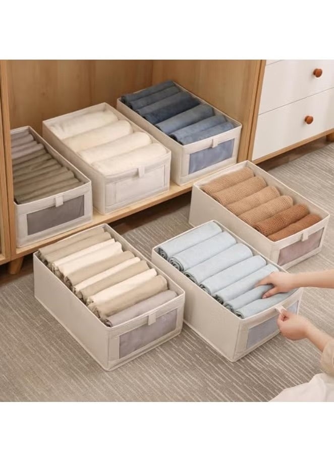 JOGAMS 4Pcs Linen Storage Bins Closet Organizers and Storage with Clear Window Foldable Large Storage Closet Baskets for Organizing Clothing Toys Books Shelves - Image 5