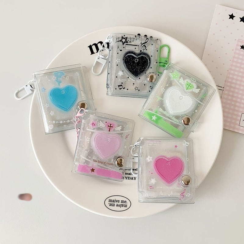 Blue Mini Photo Sticker Album Holds 32 Two Inch Photos Love Keychain Pendant - Image 4