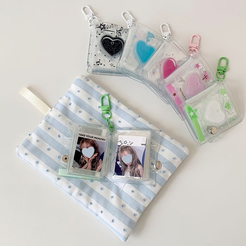 Blue Mini Photo Sticker Album Holds 32 Two Inch Photos Love Keychain Pendant - Image 5