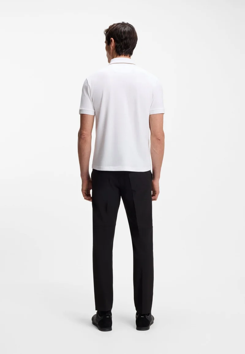 BOSS Stretch-cotton polo shirt with contrast stripes