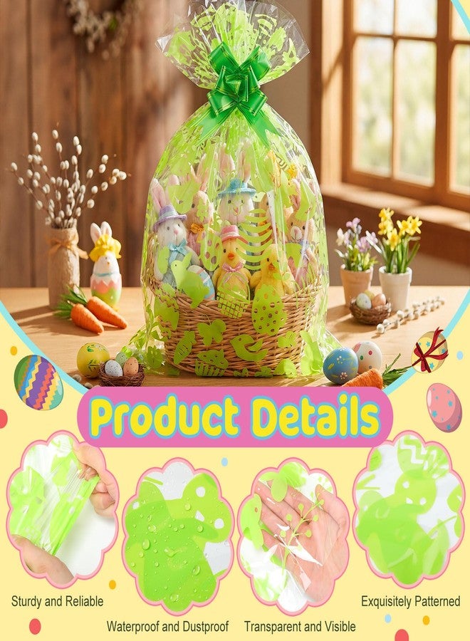 Resurhang 30 Pcs Large Easter Basket Cellophane Gift Bags with Ribbons, 25.6 x 31.5 Inch Clear Plastic Cellophane Wraps for Easter Baskets Crafts, Dolls, and Toys - Image 4