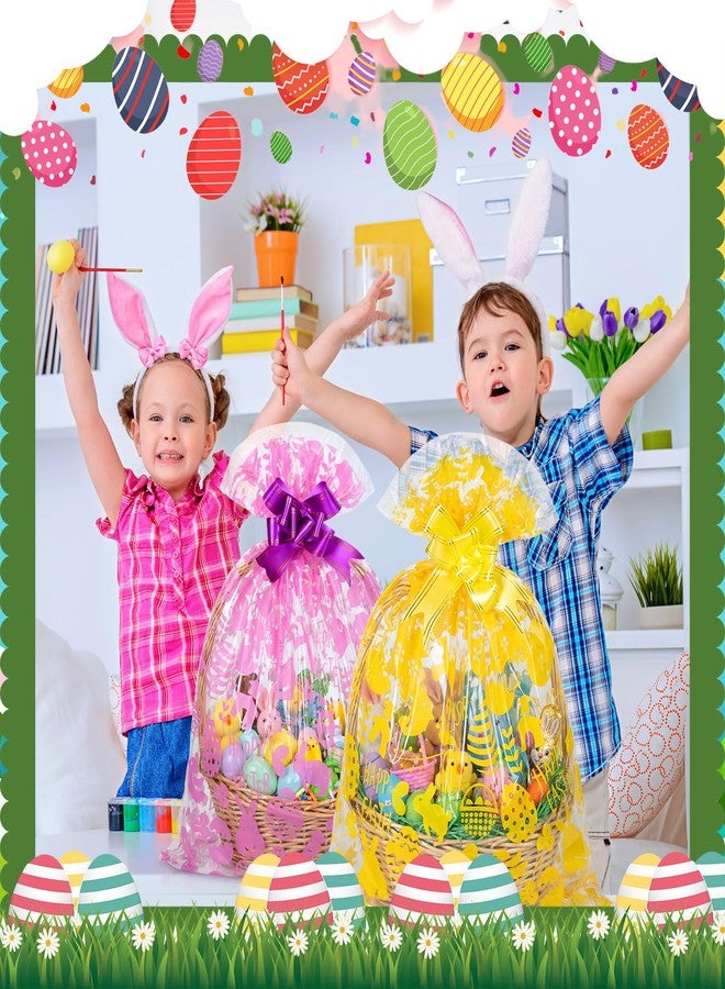 Resurhang 30 Pcs Large Easter Basket Cellophane Gift Bags with Ribbons, 25.6 x 31.5 Inch Clear Plastic Cellophane Wraps for Easter Baskets Crafts, Dolls, and Toys - Image 2