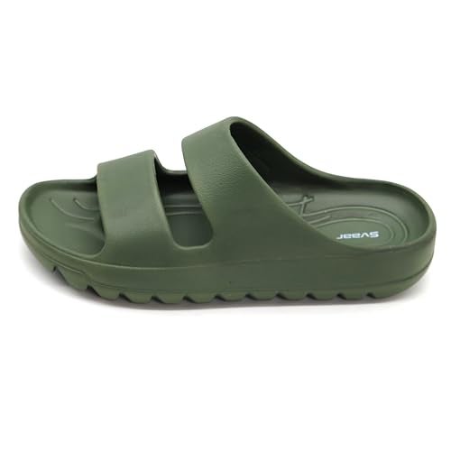 SVAAR Soft EVA Double Strap Slippers for Men | Stylish Anti-Skid Slides with Arch Support & Bouncy Sole | Lightweight Indoor Outdoor Comfort Olive Green - Image 3