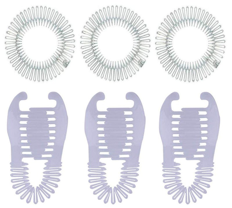 Suoirblss 6PCS Circular Zig Zag Head Tooth Hair Hoop Hairband and Plastic Flexible Interlocking Banana Clip for Women Hair Accessories