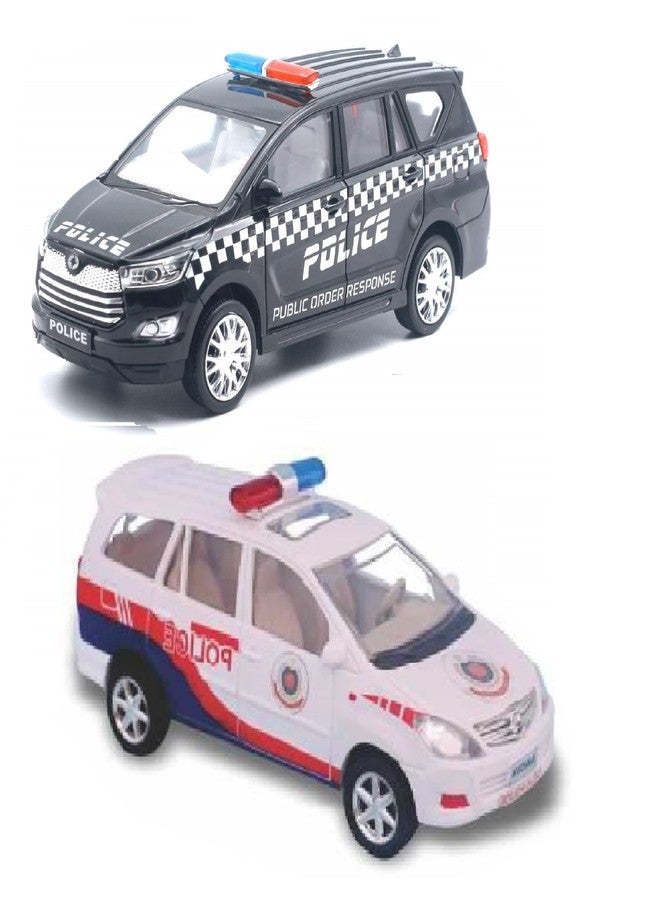 Sheel Black Police Car and Toyota Innova Police Chase White Car 2 Cool Police Cars for Kids - Image 1