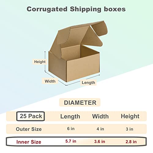 MEBRUDY 6x4x3 Inches Shipping Boxes Pack of 25, Small Corrugated Cardboard Box for Mailing Packing Literature Mailer - Image 2