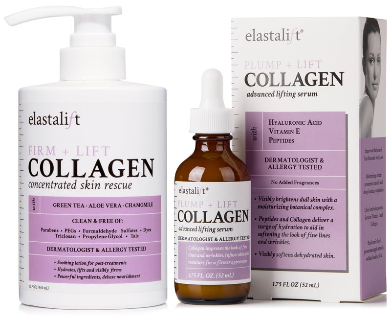Elastalift Collagen Serum For Face + Collagen Body Cream & Face Moisturizer 2pc Skin Care Bundle| Collagen Face Serum + Body Lotion For Skin Tightening To Lift, Plump, & Firm Sagging Skin, 2PC Set - Image 1
