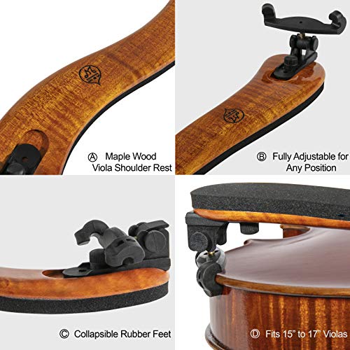 Mivi Classic Viola Shoulder Rest for 15”-17” Viola (Full Size) with Adjustable Height | Collapsible | Real Maple Wood | Excellent Support Grip - By MIVI Music - Image 2