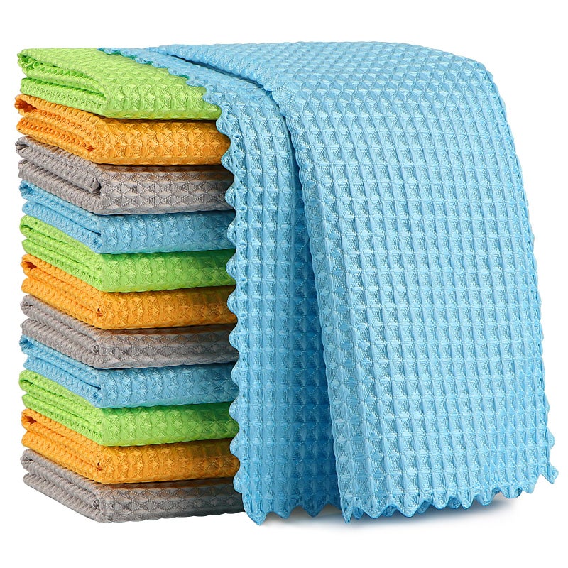 AIDEA Microfiber Glass Cleaning Cloth 12PK Lint Free Cloth Polishing Cleaning Rags Stainless Steel Wipes Kitchen Dishcloths Microfiber Towels for Car Detailing Window Home 1111