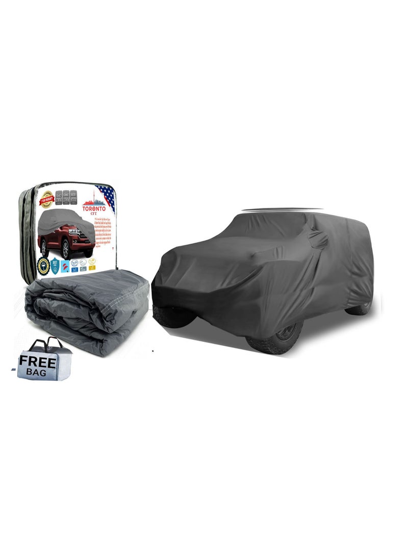 TORONTO Car Cover for Jeep Wrangler JK JL 4-Door 2007–2021 – Waterproof 210D Oxford Outdoor Cover with Zippered Driver Door – Sun, Dust, Wind & Snow Protection – Dark Grey - Image 1