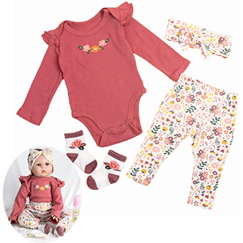 Pedolltree Reborn Baby Dolls Clothes 24inch Outfits Accessories 4pcs Set for 22"- 24" Reborn Baby Girl Dolls Newborn - Image 1