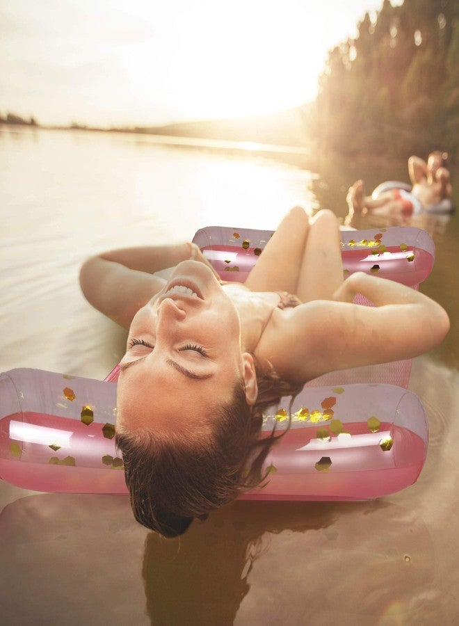 POZA Inflatable Pool Hammock - Luxurious Confetti-Filled Pool Lounger Float, 4-in-1 Exercise Saddle, Floating Hammock, Floating Pool Chair and Drifter, Hammock Pool Float for Beach, Pool - 56x30 Inch - Image 5
