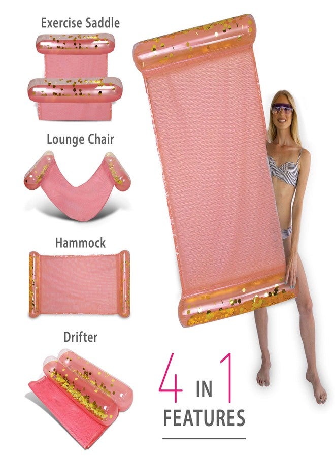 POZA Inflatable Pool Hammock - Luxurious Confetti-Filled Pool Lounger Float, 4-in-1 Exercise Saddle, Floating Hammock, Floating Pool Chair and Drifter, Hammock Pool Float for Beach, Pool - 56x30 Inch - Image 4