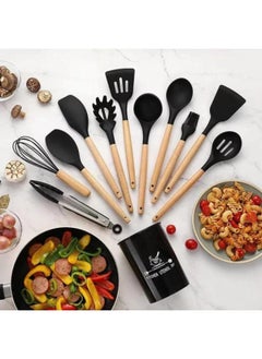 12Pcs Silicone Kitchen Cooking Spatula Set with Holder, Wooden Handle Heat Resistant Cookware Utensils Set, Non-Stick Kitchen Tools for Baking & Cooking - pzsku/Z5EFF7CFE425882F84839Z/45/_/1740644635/de327082-829e-4ead-9c28-3f8ade91df61