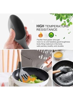 Plynox 12Pcs Silicone Kitchen Cooking Spatula Set with Holder, Wooden Handle Heat Resistant Cookware Utensils Set, Non-Stick Kitchen Tools for Baking & Cooking  - Image 4