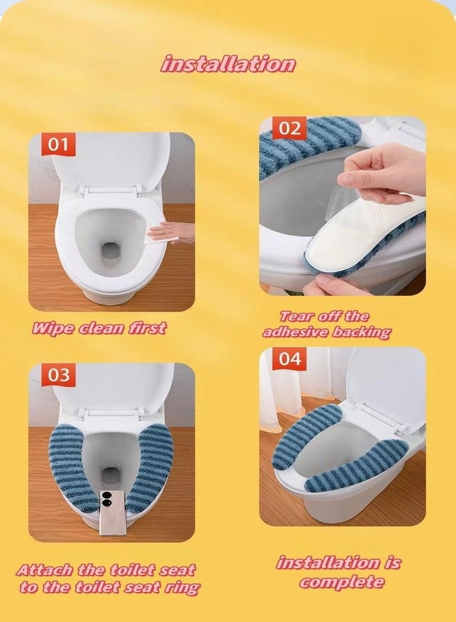 Guojanfon Washable Warm Toilet Seat Cover Pads - Plush Toilet Seat Cushion, Non-Slip Soft Mat, Washable & Machine-Friendly Bathroom Seat Cover with Self-Adhesive Tape for Easy Care - Image 5
