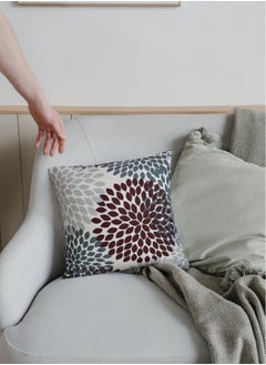 AL-HRAER Luxury Cotton Sofa Cushion Cover with A Durable Fabric With A Soft And Comfortable Texture With Floral Leaf Designs And Decent Colors On All Decors 45X45 cm  - Image 2