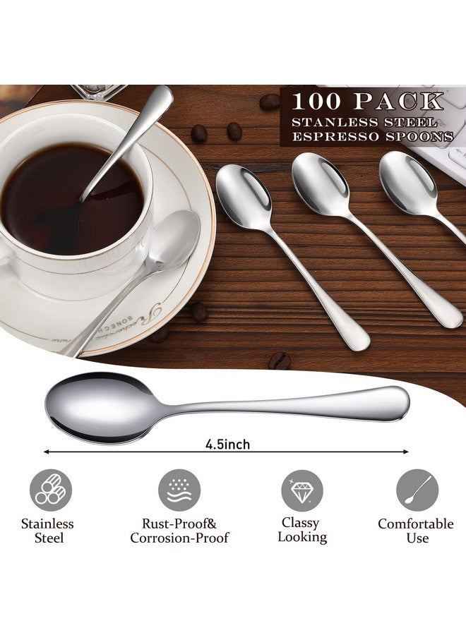 Meanplan 100 Pcs Demitasse Espresso Spoons Stainless Steel Bulk, 4.33'' Small Mini Coffee Tasting Dessert Spoons for Kitchen Dessert, Tea, Appetizer, 1.18'' Wide(Classic Style,Silver)  - Image 3