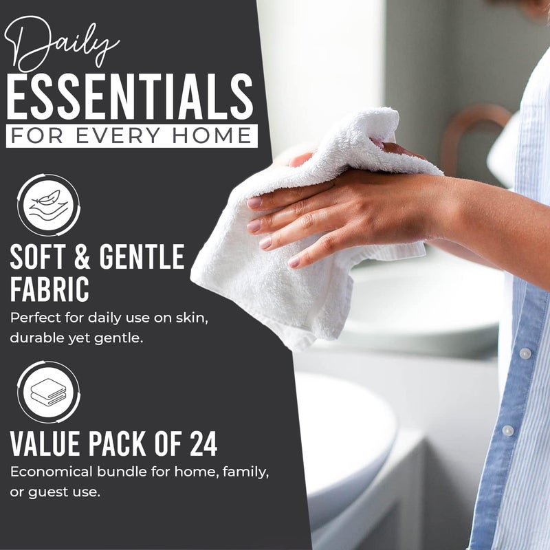 DAN RIVER 24 Pack Wash Cloths for Showering [12x12] - 100% Cotton Washcloths Premium Quality Flannel Face Cloths for Bathroom, Highly Absorbent and Soft Feel Wash Clothes, Charcoal - Image 3