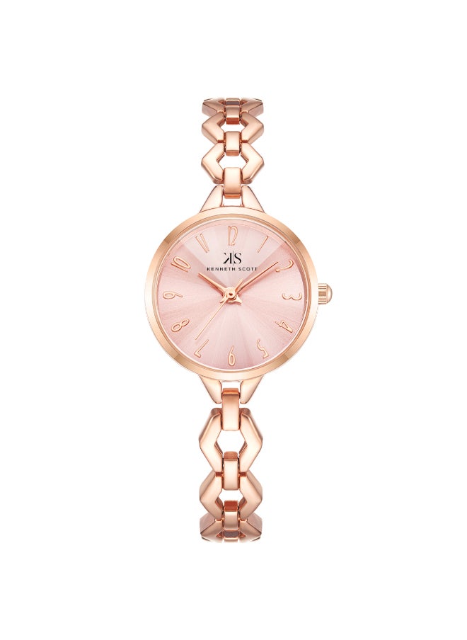 KENNETH SCOTT Kenneth Scott Women's PC21 Movement Watch, Analog Display and Stainless steel Strap - K23508-RBKP, Rose Gold  - Image 1