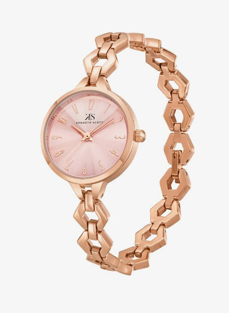 Kenneth Scott Pink Women's Stainless Steel Analog Watch K23508-RBKP - 28 mm for Women | Best Price UAE