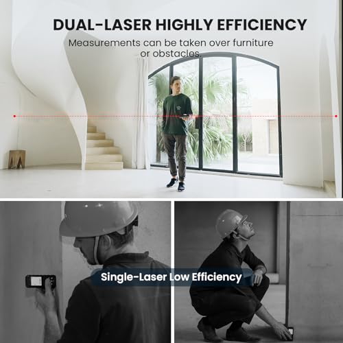 MILESEEY Bilateral Laser Measurement Tool,MiLESEEY 390Ft Dual Laser Measure with Middle Laser Mark Beam, Multifunctional Laser Tape Measure with Digital Angle Rechargeable M/in/Ft Unit Switching(APP Version) - Image 5