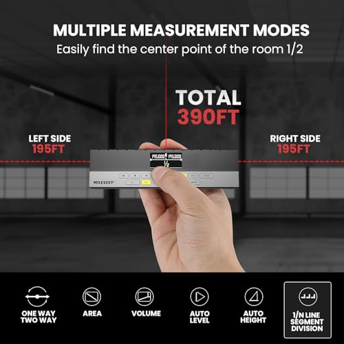 MILESEEY Bilateral Laser Measurement Tool,MiLESEEY 390Ft Dual Laser Measure with Middle Laser Mark Beam, Multifunctional Laser Tape Measure with Digital Angle Rechargeable M/in/Ft Unit Switching(APP Version) - Image 2
