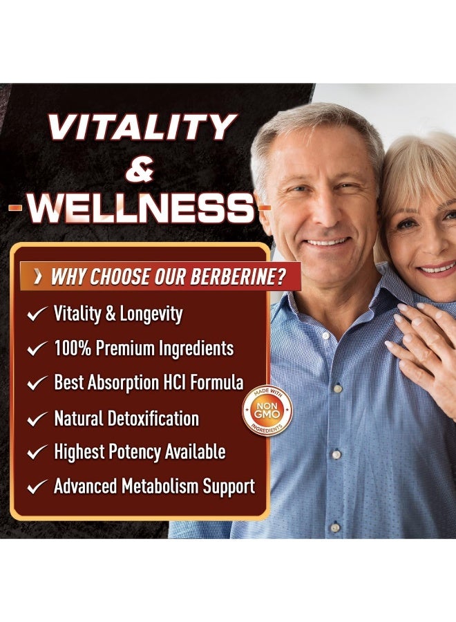 PURELY OPTIMAL Premium Berberine HCl 1200mg Gluten-free Blood Sugar Metabolism, Immune Function, Cardiovascular & Gastrointestinal Health Supplement - Image 5