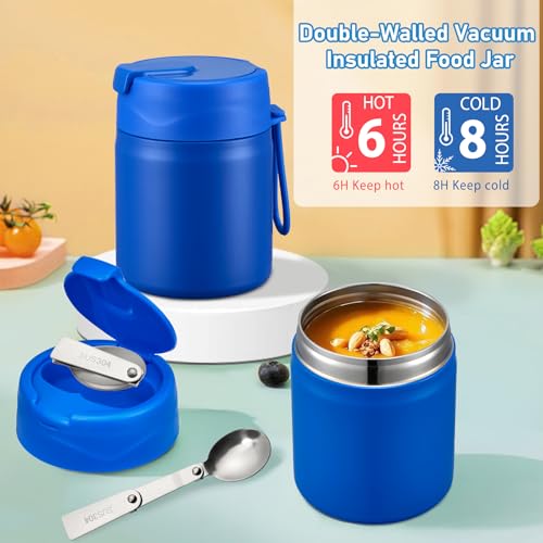Howeemo Bento Lunch Box for Kids with 17oz Soup Thermo,Insulated Tumbler Water Bottle and Insulated Lunch Bag,Leak-Proof 3 Compartment Lunch Food Container with Ice Pack for Kids to School-Blue - Image 3
