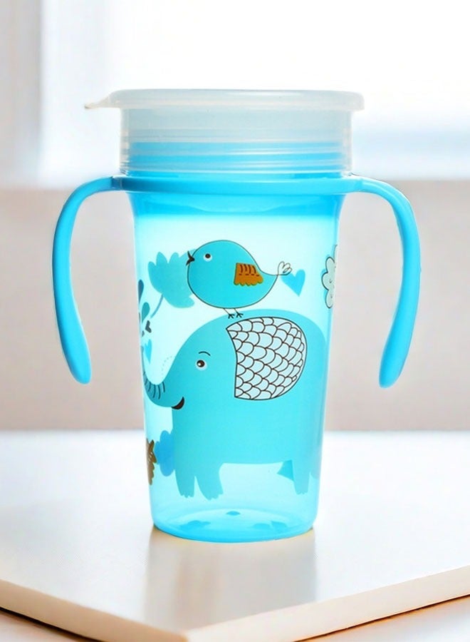 Sharpdo Baby 360° Trainer Cup with Lid, Spill Proof and Leak Proof Cup with Handle for Infant, Water Bottle,  Baby Drinking Cup for Boys and Girls, 300ml - Image 1