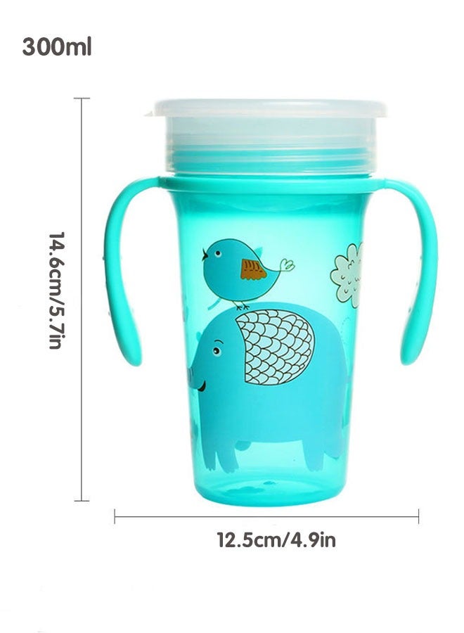 Sharpdo Baby 360° Trainer Cup with Lid, Spill Proof and Leak Proof Cup with Handle for Infant, Water Bottle,  Baby Drinking Cup for Boys and Girls, 300ml - Image 2