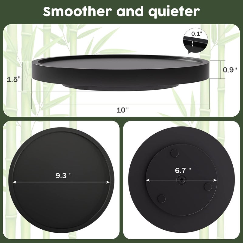 VeyFey Turntable Vanity Tray 10 Inch for Perfume Candle, Bamboo Kitchen Sink Countertop Organizer Keep Glass, Sponge and Soap Bathroom Coffee Table Decorative Black (VFLZ) - Image 4
