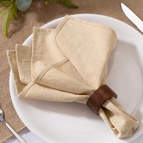 MLMW Champagne Gold Linen Cloth Napkins Set of 8 Cotton Napkins Cloth Bulk Washable Dinner Napkins 1616 for Wedding Party Baby Bridal Shower Birthday Table Decor - Image 3