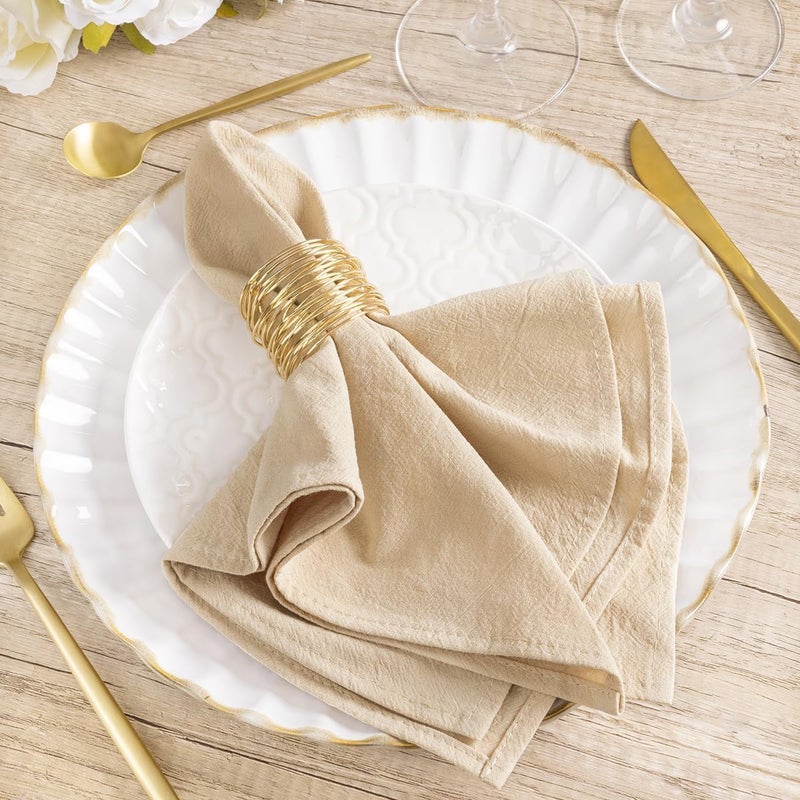 MLMW Champagne Gold Linen Cloth Napkins Set of 8 Cotton Napkins Cloth Bulk Washable Dinner Napkins 1616 for Wedding Party Baby Bridal Shower Birthday Table Decor - Image 2