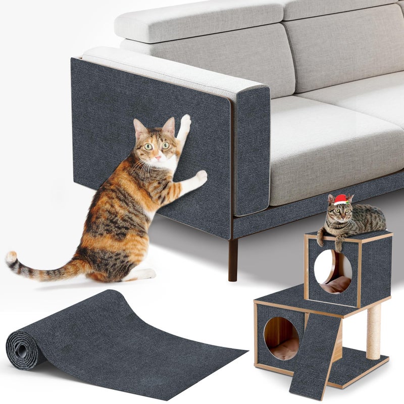 ALEIFLE cat Scratching mat Self-Adhesive, Trimmable Furniture Protector for Couch, Sofa, Wall & Cat Trees - Durable Scratch Pad with Nano Tape, DIY Climbing Carpet for Indoor Cats(Dark Grey, 23.6"x15.8") - Image 1