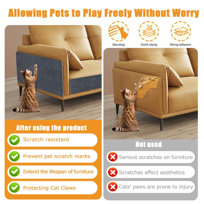 ALEIFLE cat Scratching mat Self-Adhesive, Trimmable Furniture Protector for Couch, Sofa, Wall & Cat Trees - Durable Scratch Pad with Nano Tape, DIY Climbing Carpet for Indoor Cats(Dark Grey, 23.6"x15.8") - Image 3