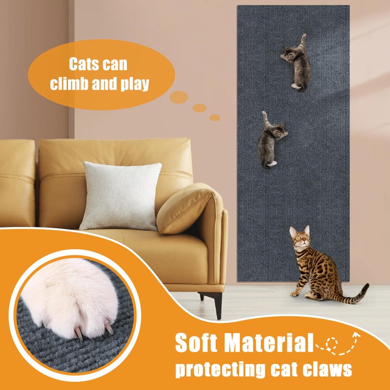 ALEIFLE cat Scratching mat Self-Adhesive, Trimmable Furniture Protector for Couch, Sofa, Wall & Cat Trees - Durable Scratch Pad with Nano Tape, DIY Climbing Carpet for Indoor Cats(Dark Grey, 23.6"x15.8") - Image 4