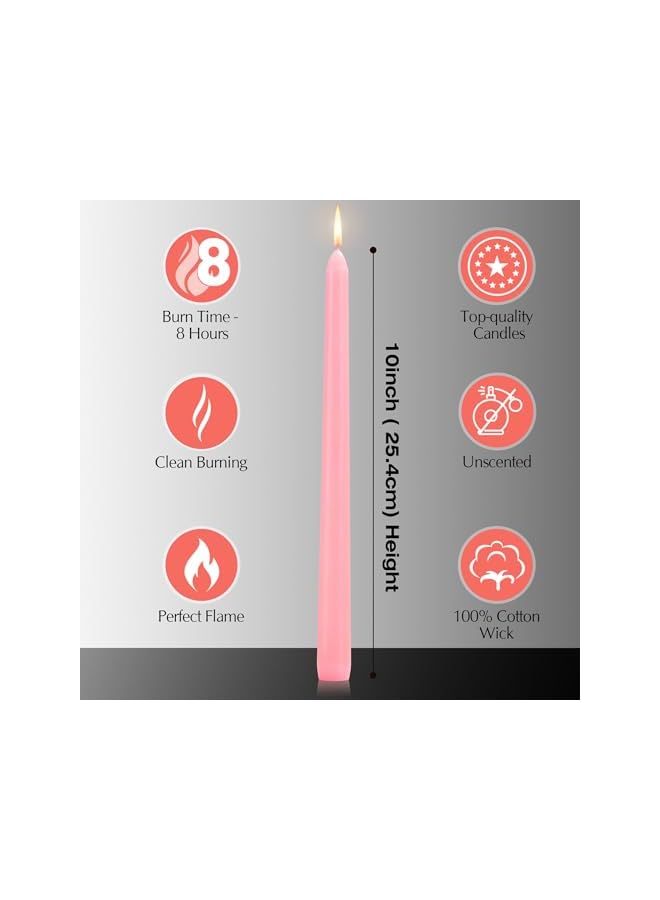 Green Tiger 12 Pack Pink Long Taper Candles, Candle Stick 10 inch Dripless Advent Candles Candles Decor 8 Hours Long Burning - Image 2