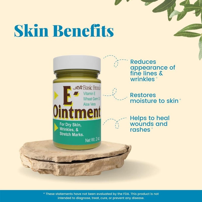 Basic Organics - Basic Brands - Vitamin E Ointment - 2 oz - Moisture Enhancing - Can Help Reduce Appearance of Scars, Stretch Marks, Fine Lines & Wrinkles - Pack of 3 - Image 3