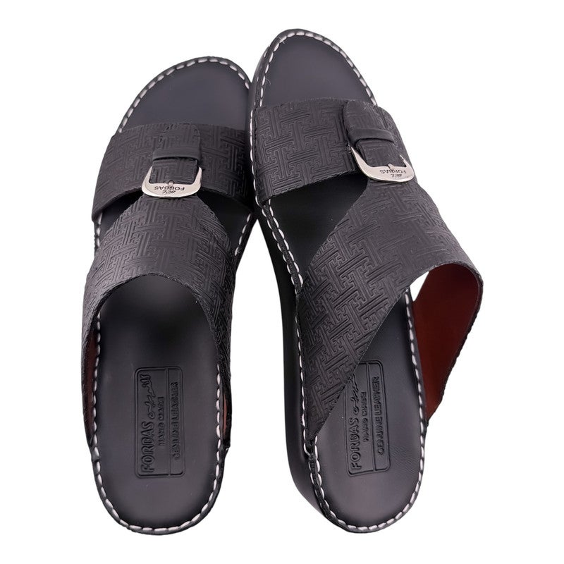 إيت صندل عربي يدوي الصنع للرجال من AET | شبشب رجالي خارجي | شبشب مفتوح من الأمام للاستخدام اليومي | جلد شامواه عربي أصلي مع إبزيم | تصميم جديد | نعل داخلي بلون بني فاتح | مريح وخفيف الوزن - Image 2