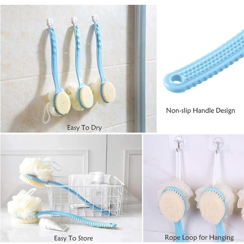 إسكدنيا Body Brush Dry Brushing Shower Bath Brush Long Handle Gentle Back Skin Scrubber Exfoliate Massage Improve Blood Circulation Cellulite Treatment - Image 4
