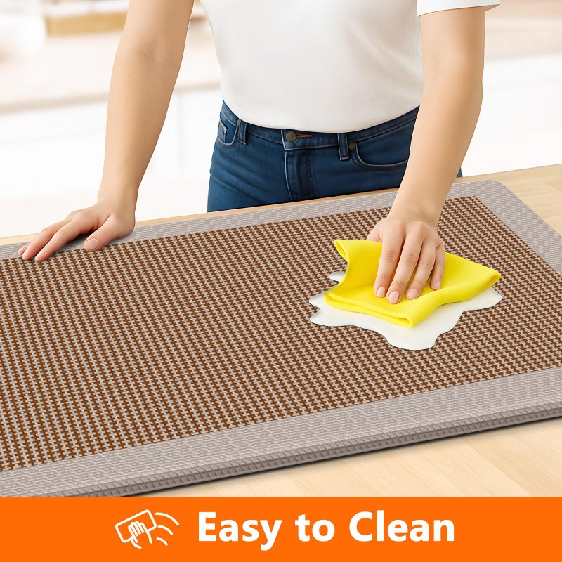 SofterCharm Kitchen Mats, 2PCS Kitchen Rugs for Floor, Cushioned Anti-Fatigue Mats for Kitchen Floor, Non-Slip Standing Desk Mat for Sink, Home, Laundry & Office, 17.3"x30"+17.3"x47" (Khaki) - Image 3