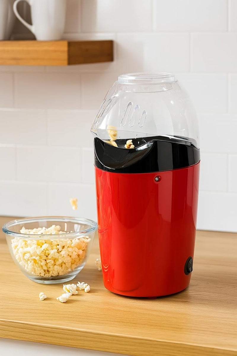 B&D electric hot air popcorn maker machine 1200w oil free healthy popcorn popper quick home kitchen appliance for movie nights kids parties family gatherings compact stylish red design easy clean - Image 5