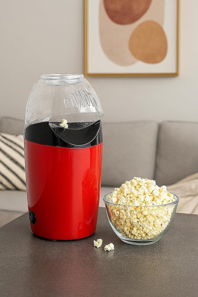 B&D electric hot air popcorn maker machine 1200w oil free healthy popcorn popper quick home kitchen appliance for movie nights kids parties family gatherings compact stylish red design easy clean - Image 3