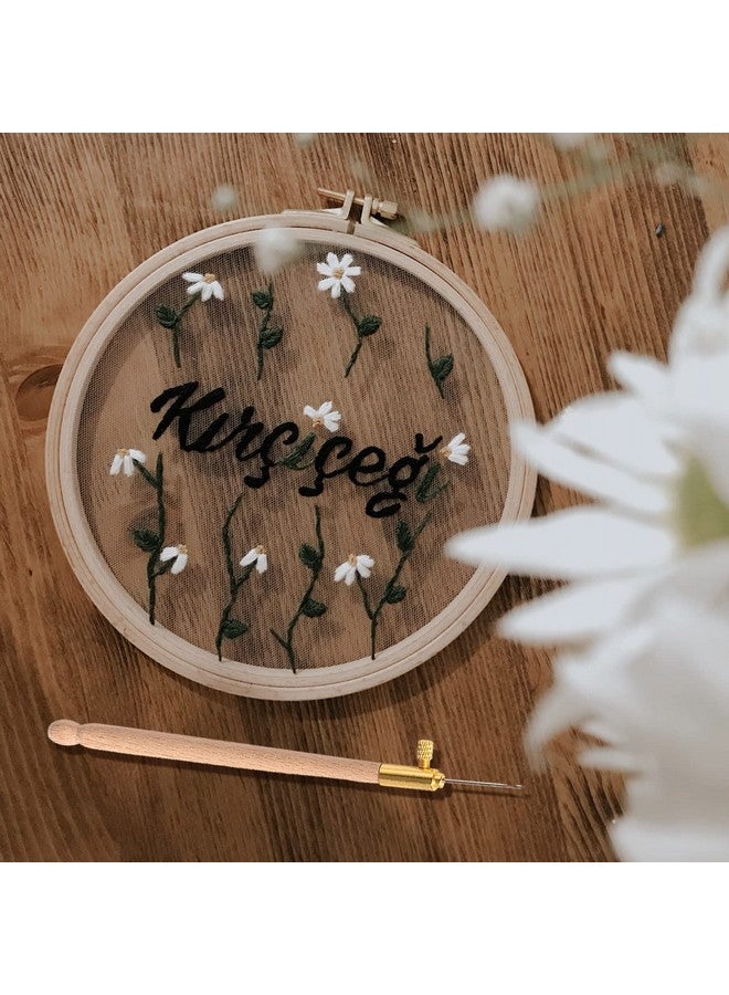 TXIN 4 Pieces Tambour Hooks with 12 Needles, Wooden Handle Embroidery Crochet Hooks, French Beading Needle Tools for Sewing Embroidery Sequins and Beads (0.7mm 1.0mm 1.2mm) - Image 5