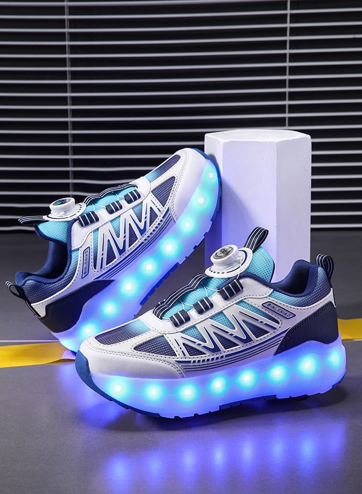 Roller Skates 4 Wheels Shoes for Kids New Upgrade Skates Sneakers LED Light Up Rechargeable Sport Sneaker for Boys Girls Beginner More Balanced - Image 2