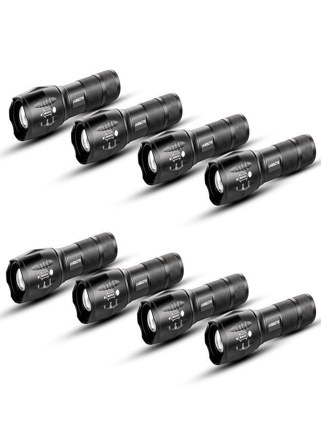 JARDLITE 8 Pack LED Emergency Handheld Flashlight, Adjustable Focus, Water Resistant with 5 Modes, Best Tactical Torch for Hurricane, Camping, Dog Walking - Image 1