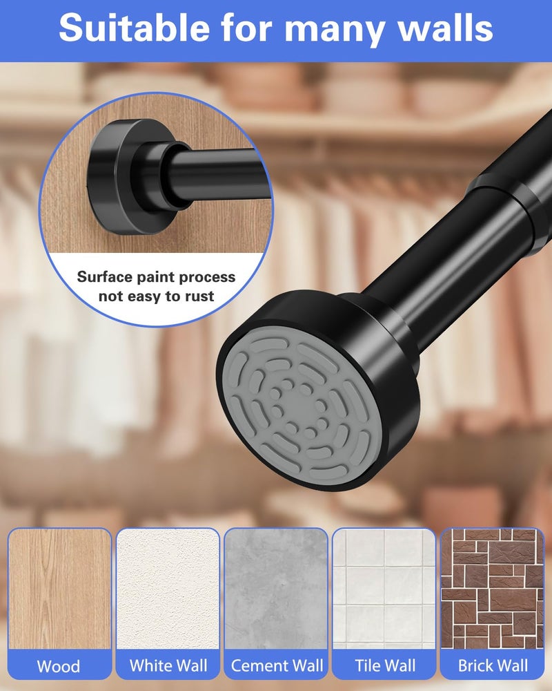 Supforce No Drilling Closet Rods for Hanging Clothes, Non Slip Tension Rod with Heavy Duty Clothes Hanging Rod, 17-69 Inches Adjustable Spring Closet Rod for Closet Wardrobe Bathroom Laundry RV, Black - Image 5