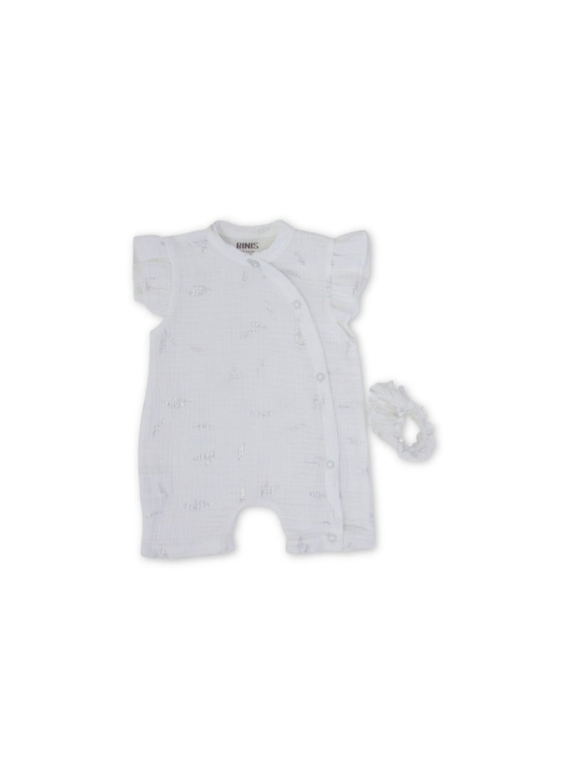 Berceau Baby Girls Linen Romper – Off-White - Image 1